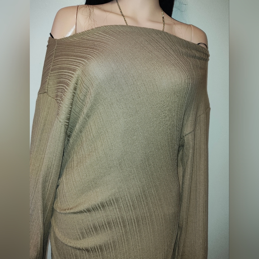Zara Brown Ribbed Knit Dress - Picture 4 of 4